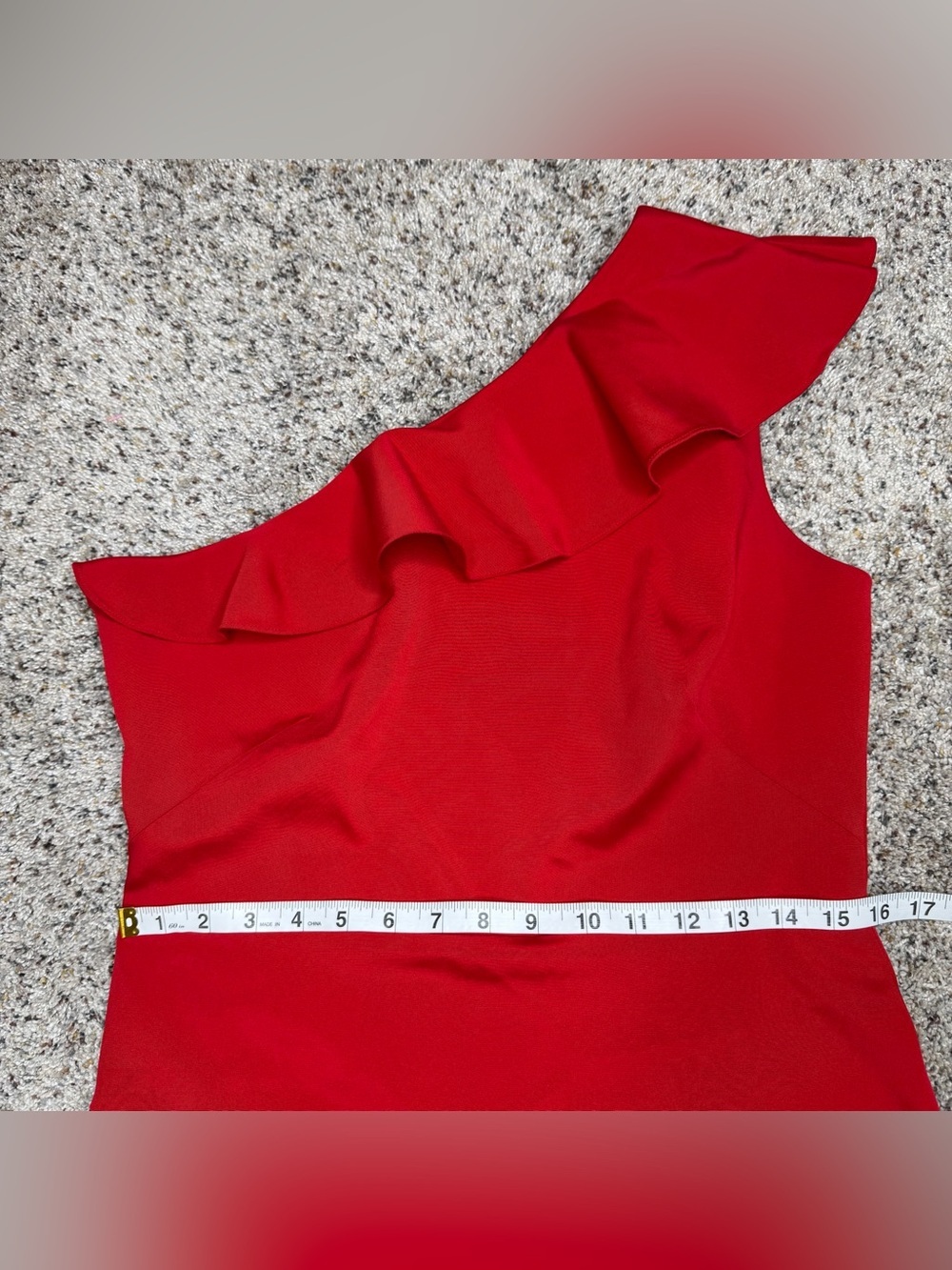 Marchesa Notte One Shoulder Tiered Ruffle Mini Dress Red 12 Designer Cocktail - Picture 9 of 11